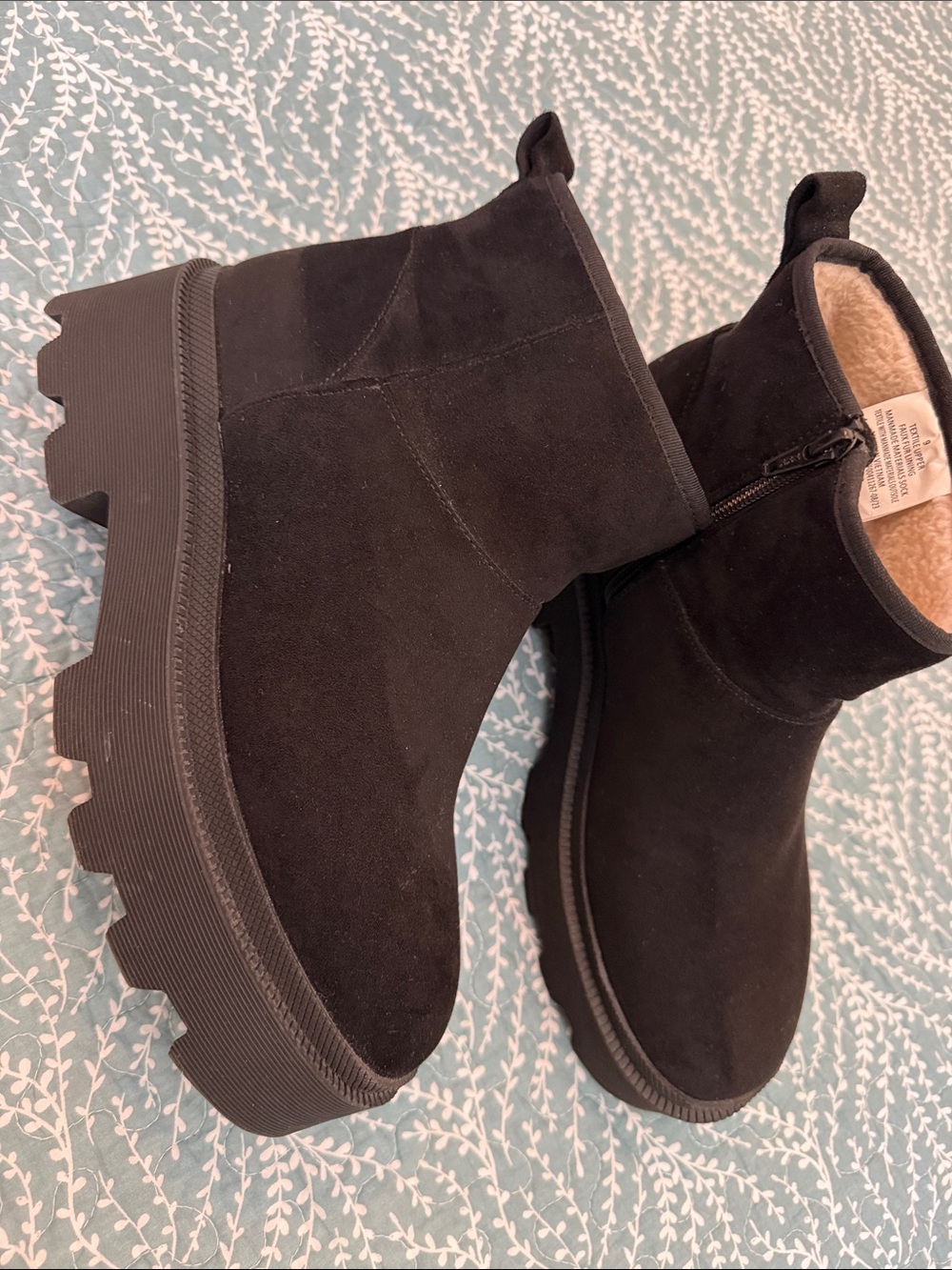 Universal Thread Black Suede Lug Sole Ankle Booties